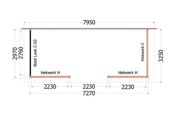 Grote foto aanbouwveranda lucca 795x325 cm plat dak combinatie 1 tuin en terras tegels en terrasdelen