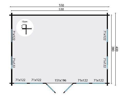 Grote foto blokhut clockhouse trevor 70mm 550x400 cm tuin en terras tuinhuisjes en blokhutten