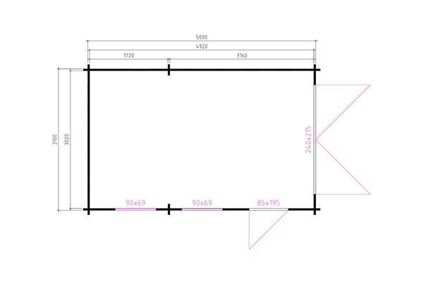 Grote foto interflex garage 3352 330x520 cm ge mpregneerd plat dak tuin en terras tuinhuisjes en blokhutten