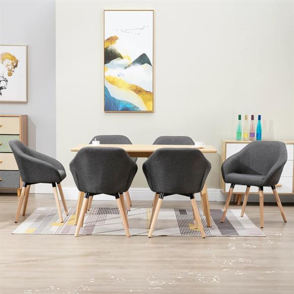 Grote foto vidaxl chaises de salle manger 6 pcs gris fonc tissu huis en inrichting stoelen