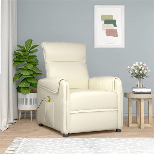 Grote foto vidaxl fauteuil inclinable de massage cr me similicuir huis en inrichting stoelen