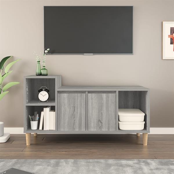 Grote foto vidaxl meuble tv sonoma gris 100x35x55 cm bois d ing nierie huis en inrichting overige