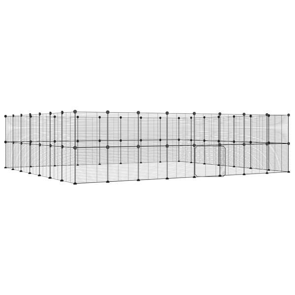 Grote foto vidaxl huisdierenkooi met deur 60 panelen 35x35 cm staal zwa dieren en toebehoren overige