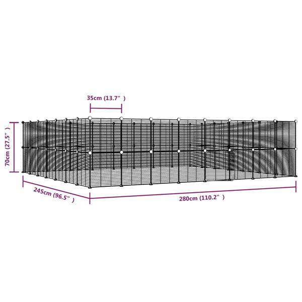 Grote foto vidaxl huisdierenkooi met deur 60 panelen 35x35 cm staal zwa dieren en toebehoren overige