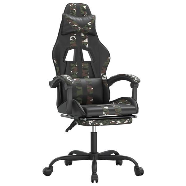 Grote foto vidaxl chaise de jeu avec repose pied noir et camouflage sim huis en inrichting stoelen