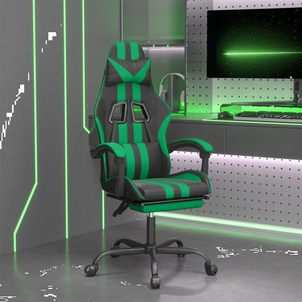 Grote foto vidaxl chaise de jeu avec repose pied noir et vert similicui huis en inrichting stoelen