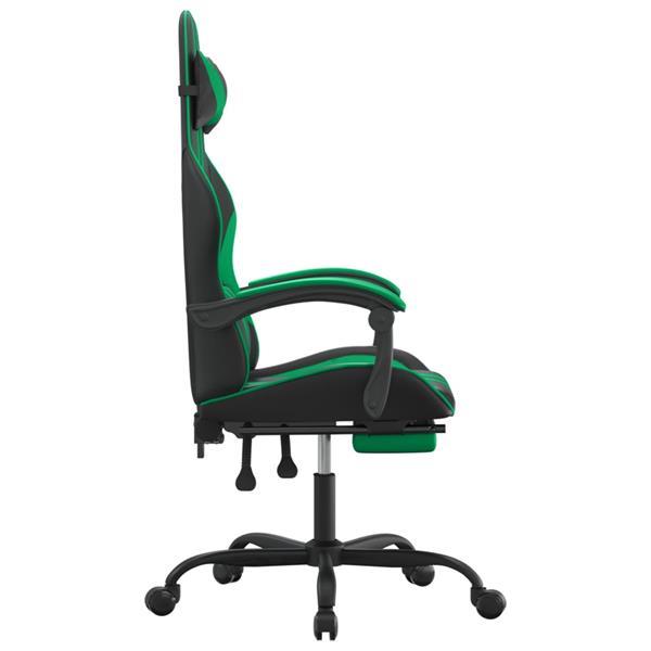 Grote foto vidaxl chaise de jeu avec repose pied noir et vert similicui huis en inrichting stoelen