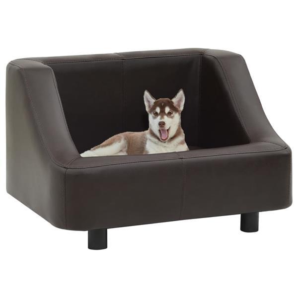 Grote foto vidaxl canap pour chien marron 67x52x40 cm similicuir dieren en toebehoren hondenhokken en kooien