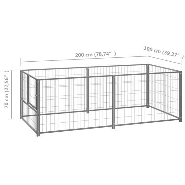 Grote foto vidaxl chenil argent 200x100x70 cm acier dieren en toebehoren hondenhokken en kooien