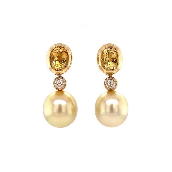 Grote foto gouden oorbellen met diamant citrien en parel 14 krt kleding dames sieraden