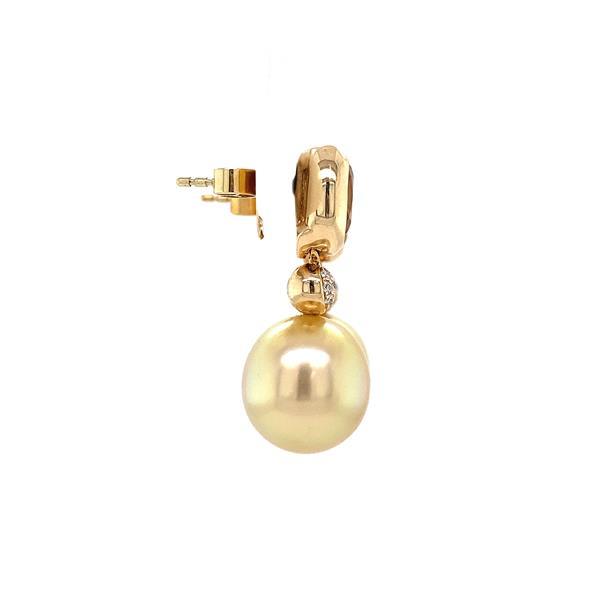 Grote foto gouden oorbellen met diamant citrien en parel 14 krt kleding dames sieraden