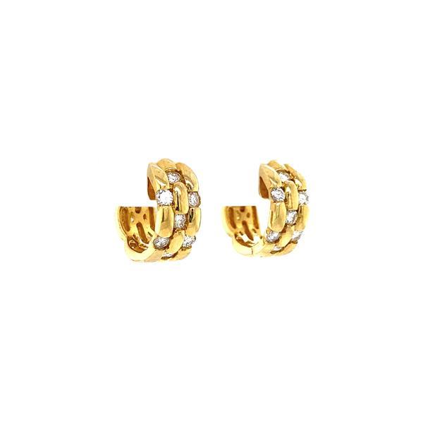 Grote foto gouden creolen met diamant 18 krt kleding dames sieraden
