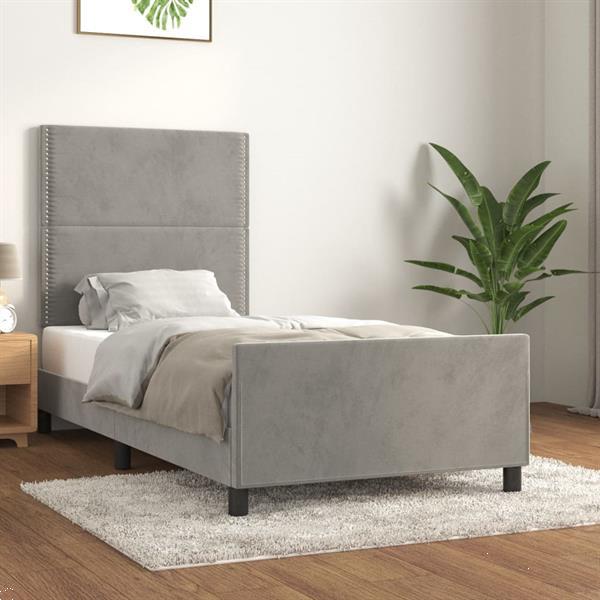 Grote foto vidaxl cadre de lit avec t te de lit gris clair 100x200 cm v huis en inrichting bedden
