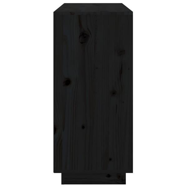 Grote foto vidaxl dressoir 111x34x75 cm massief grenenhout zwart huis en inrichting overige