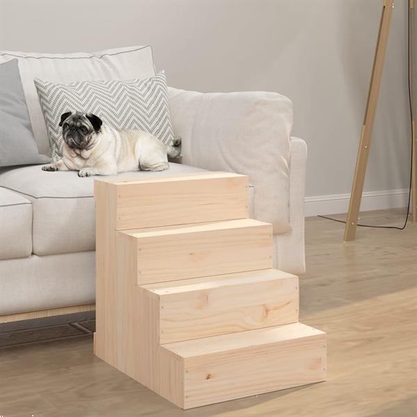 Grote foto vidaxl escalier pour animaux de compagnie 40x49x47 cm bois d dieren en toebehoren overige