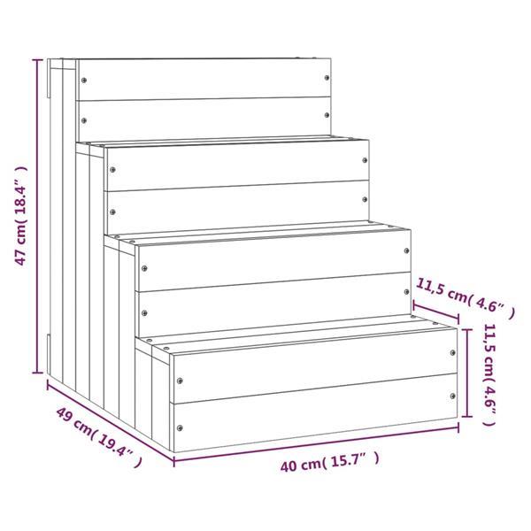 Grote foto vidaxl escalier pour animaux de compagnie 40x49x47 cm bois d dieren en toebehoren overige