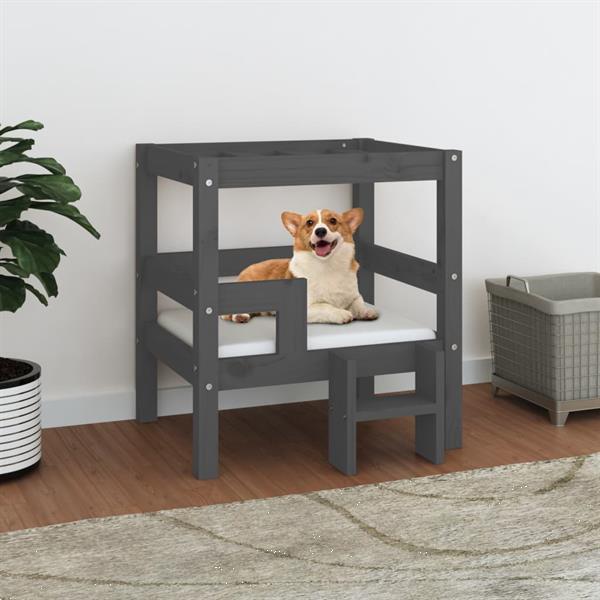 Grote foto vidaxl lit pour chien gris 55 5x53 5x60 cm bois de pin solid dieren en toebehoren hondenhokken en kooien