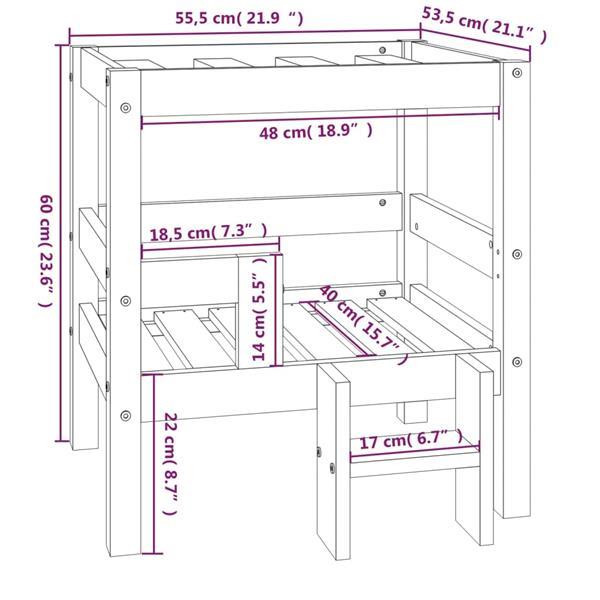 Grote foto vidaxl lit pour chien gris 55 5x53 5x60 cm bois de pin solid dieren en toebehoren hondenhokken en kooien