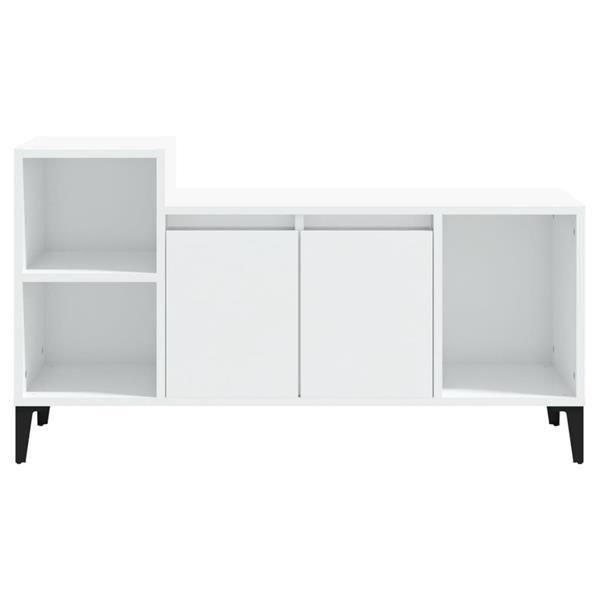 Grote foto vidaxl meuble tv blanc brillant 100x35x55 cm bois d ing nier huis en inrichting overige