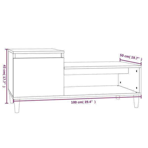 Grote foto vidaxl table basse blanc 100x50x45 cm bois d ing nierie huis en inrichting eettafels