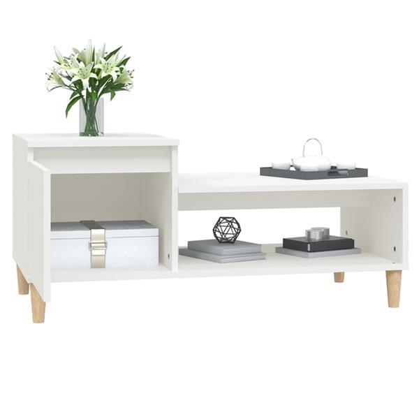 Grote foto vidaxl table basse blanc 100x50x45 cm bois d ing nierie huis en inrichting eettafels