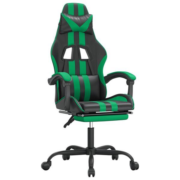 Grote foto vidaxl chaise de jeu pivotante et repose pied noir et vert s huis en inrichting stoelen