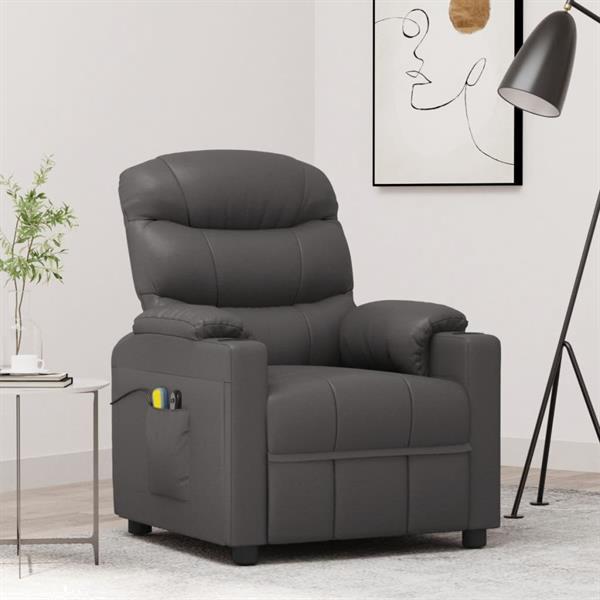 Grote foto vidaxl fauteuil de massage gris similicuir huis en inrichting stoelen