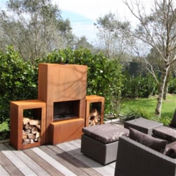 Grote foto tuinhaard pinacate corten woodbox edition tuin en terras barbecues en vuurkorven
