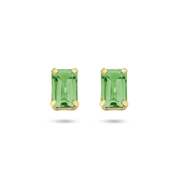 Grote foto dames rechthoekige oorknoppen goud met groen agaat 1.02 ct kleding dames sieraden