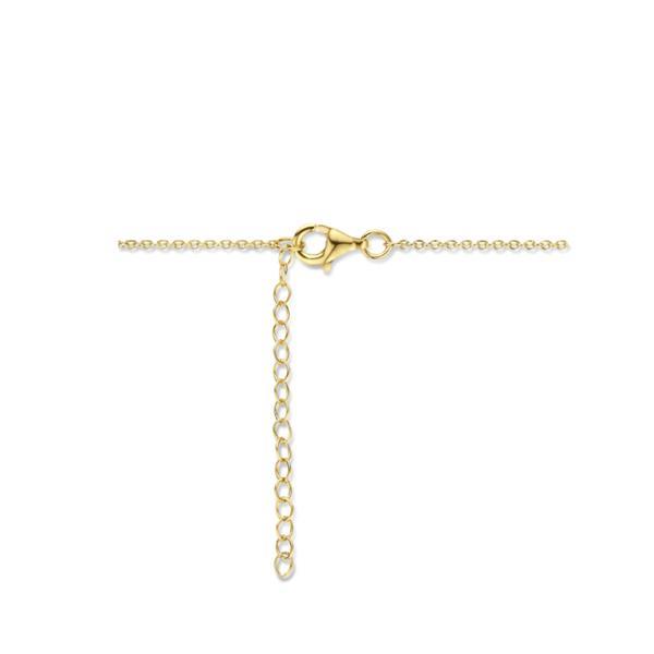 Grote foto goudkleurige bloem collier met strass 41 4 cm kleding dames sieraden