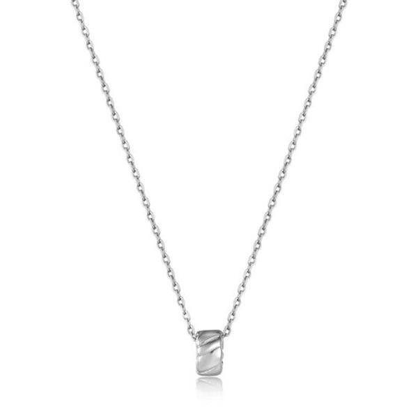 Grote foto zilveren collier met kabel hanger van ania haie 50 cm kleding dames sieraden