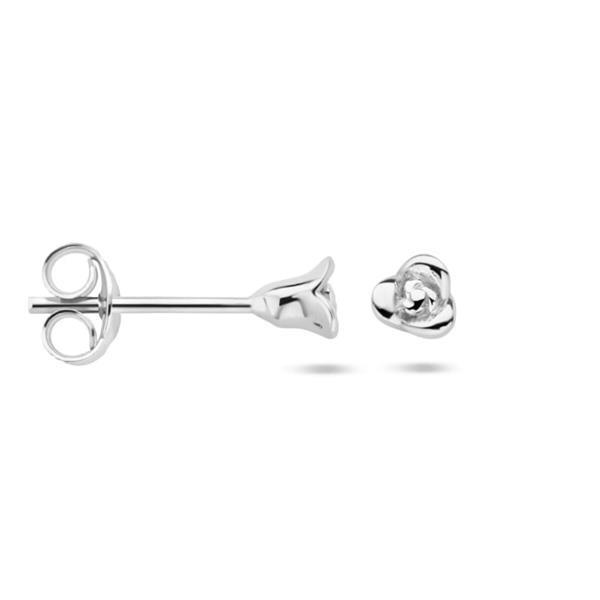 Grote foto zilveren rozenknop oorknoppen kleding dames sieraden