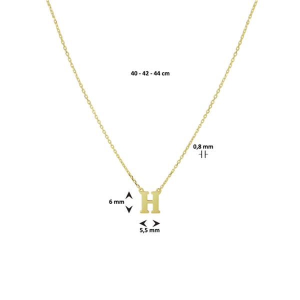 Grote foto ketting met letter h van massief 14 karaats goud kleding dames sieraden