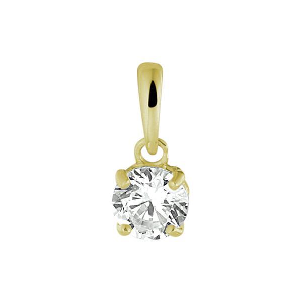 Grote foto 14k geelgouden ronde hanger met heldere zirkonia kleding dames sieraden