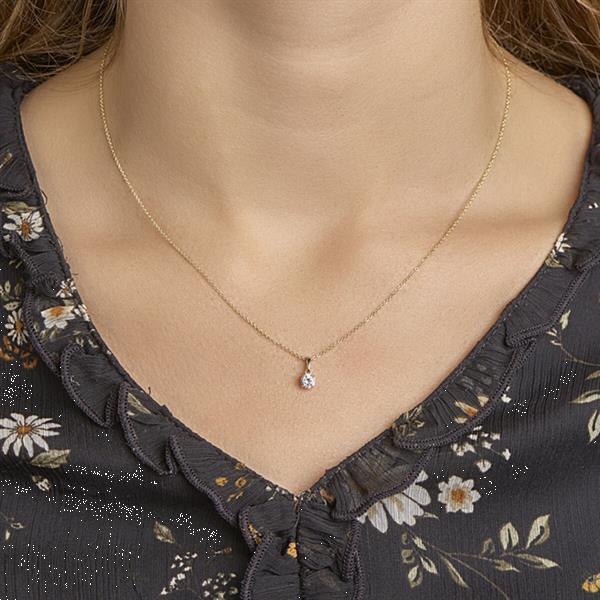 Grote foto 14k geelgouden ronde hanger met heldere zirkonia kleding dames sieraden