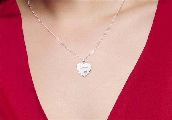 Grote foto hartvormige graveerhanger met wit hartje names4ever kleding dames sieraden