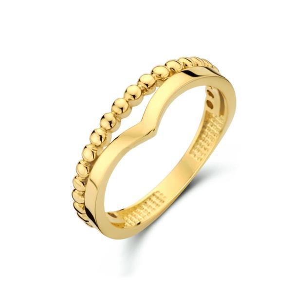 Grote foto gouden ring bolletjes met een breedte van 5.5mm kleding dames sieraden