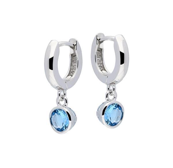 Grote foto lilly stevige zilveren oorringen met ronde blauwe zirkonia h kleding dames sieraden