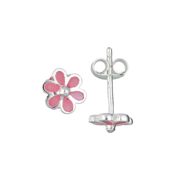 Grote foto lilly roze parelmoer bloem oorknopjes van zilver voor kinder kleding dames sieraden