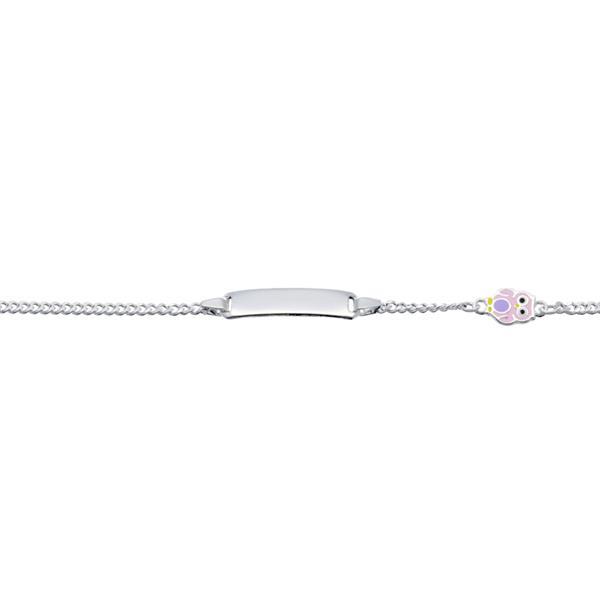Grote foto lilly zilveren armband met naamplaatje en roze uil voor kind kleding dames sieraden