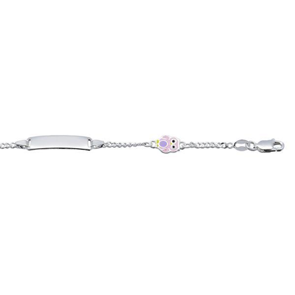 Grote foto lilly zilveren armband met naamplaatje en roze uil voor kind kleding dames sieraden