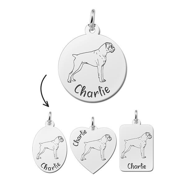 Grote foto zilveren hanger met afbeelding hond dogo argentino naam gr kleding dames sieraden