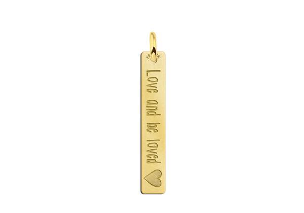 Grote foto verticale bar ketting hanger met gravure afbeelding logo kleding dames sieraden