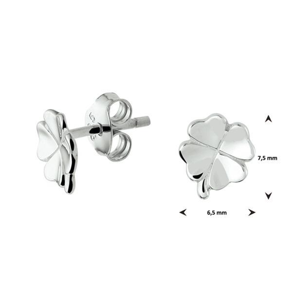Grote foto zilveren klavertjevier oorknoppen voor kinderen kleding dames sieraden