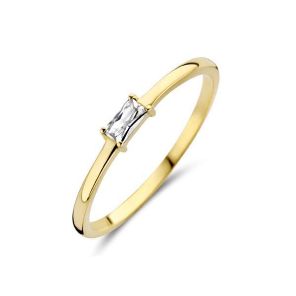 Grote foto gouden ring met geboortesteen april zirkonia kleding dames sieraden