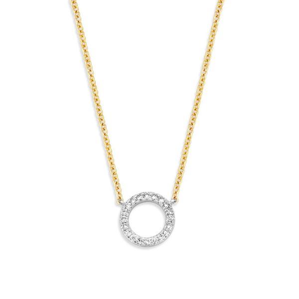 Grote foto excellent jewelry geelgouden collier met witgouden diamant c kleding dames sieraden