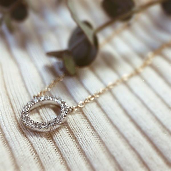 Grote foto excellent jewelry geelgouden collier met witgouden diamant c kleding dames sieraden