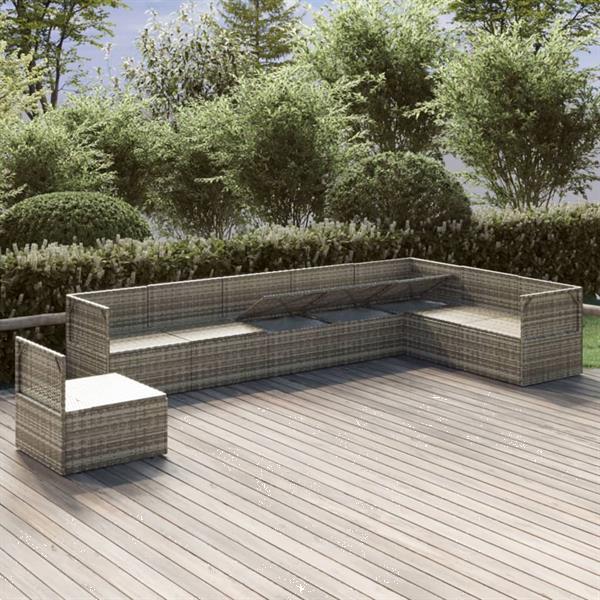 Grote foto vidaxl salon de jardin 8 pcs avec coussins gris r sine tress tuin en terras tuinmeubelen
