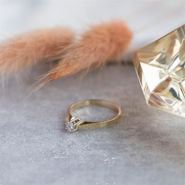 Grote foto gouden solitair ring met diamant 14 krt kleding dames sieraden