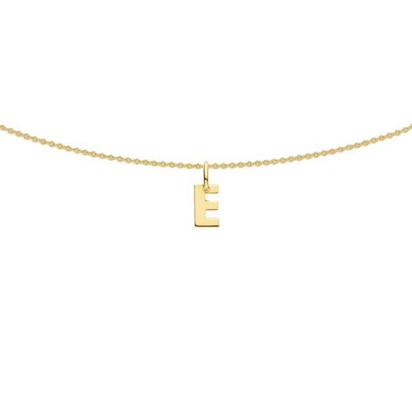 Grote foto collier met letter e van massief 14 karaats goud kleding dames sieraden